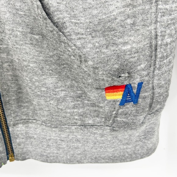 Aviator Nation Womens Lounge Gray Heathered Zip Up Hoodie Rainbow Logo XS - Picture 2 of 7
